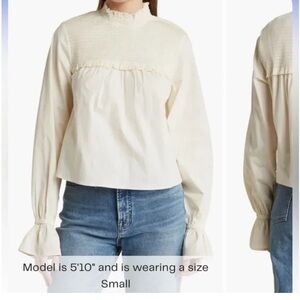 WeWoreWhat Elegant Smocked Neck Women's Blouse